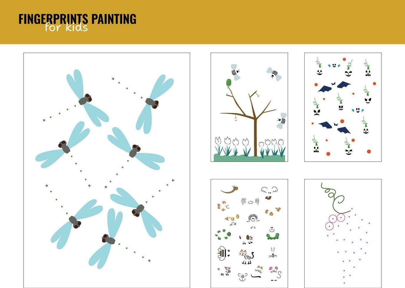 les enfants Activités feuille de travail. imprimable Facile forme et Couleur rencontre logique tâche pour préscolaire. empreintes La peinture pour les enfants. vecteur illustration