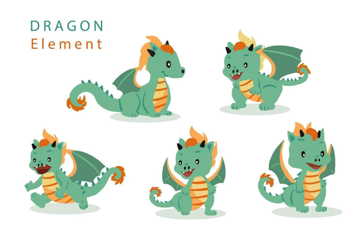 mignonne vert dragon caractère.vecteur illustration pour autocollant, carte postale élément vecteur