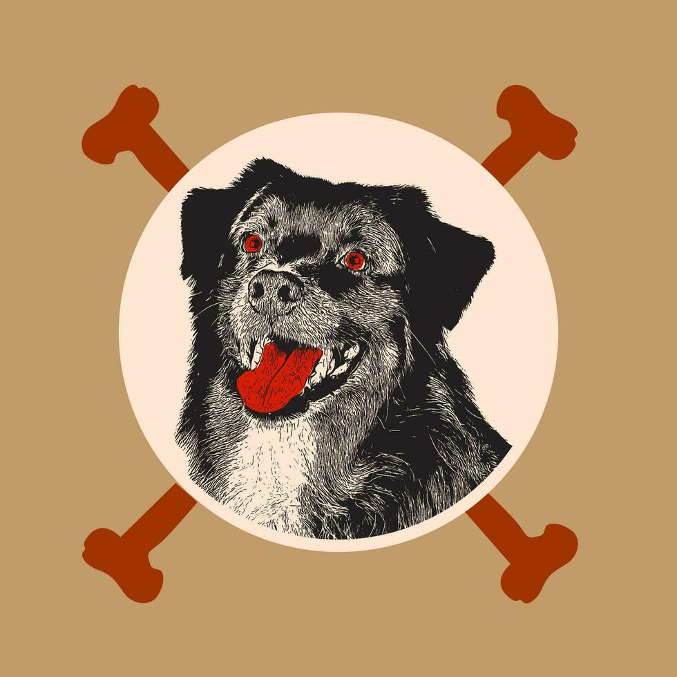 animal chien badge logo vecteur illustration