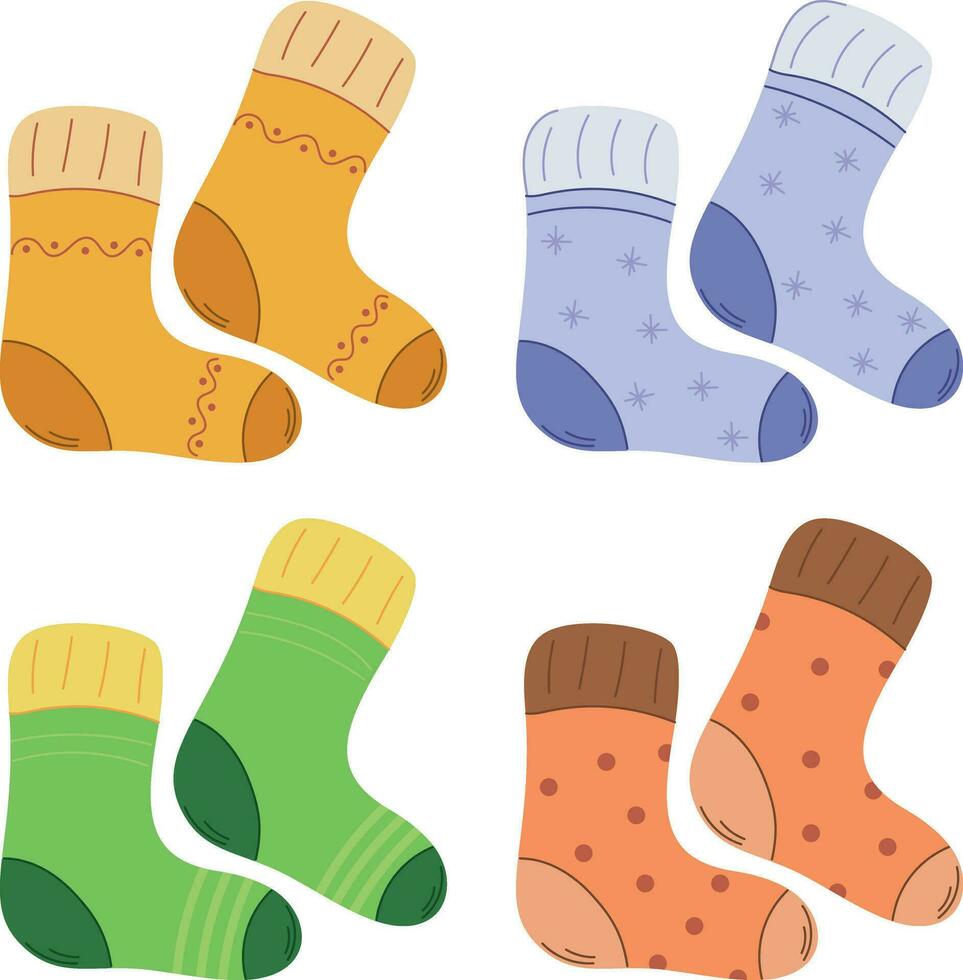 vecteur ensemble de chaussettes de différent couleurs et motifs