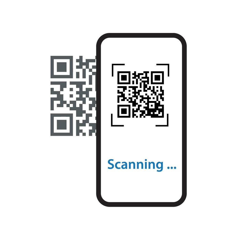 qr scanner. le mobile téléphone scanne le qr code. vecteur illustration