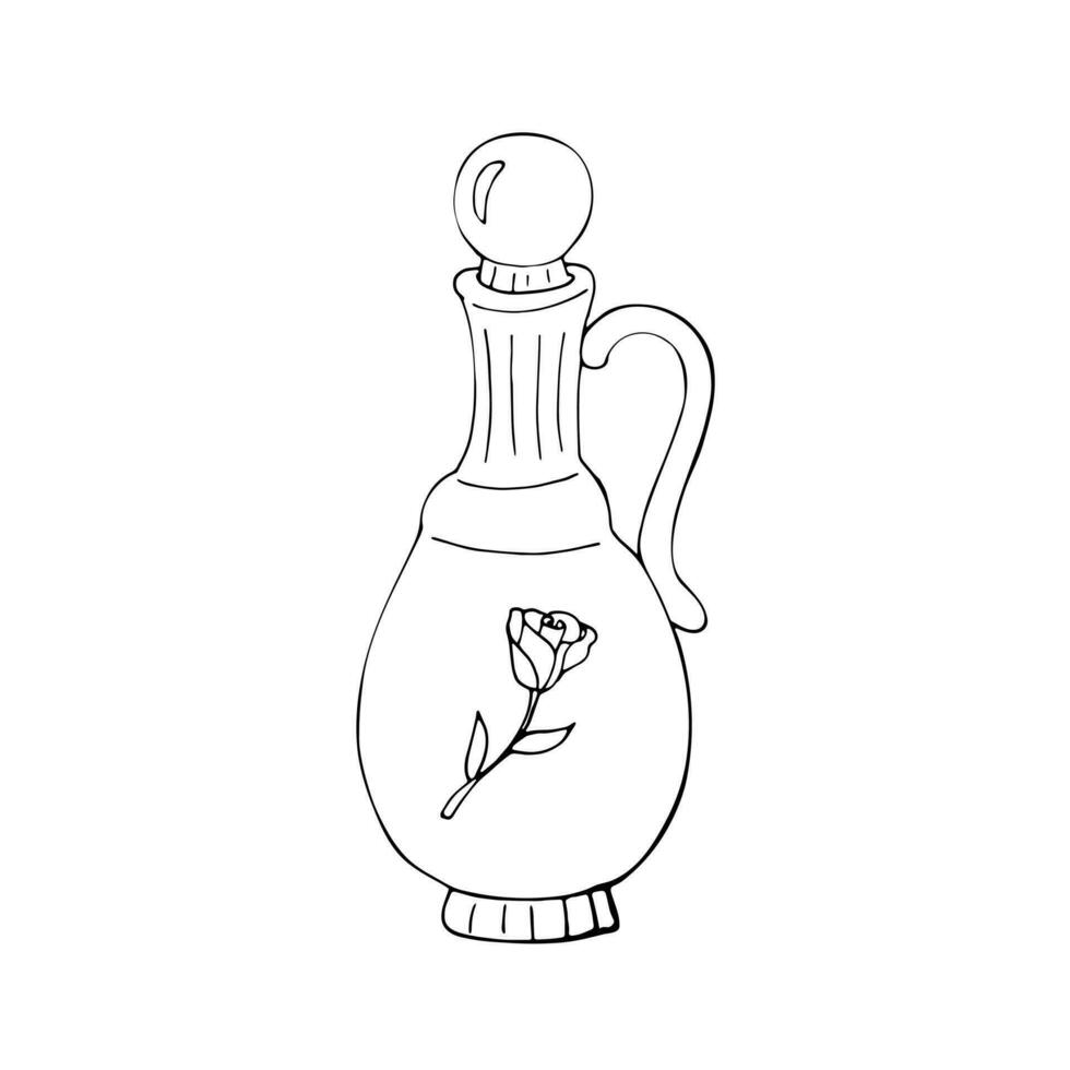 main tiré du vin carafe avec Rose vecteur illustration. carafe. isolé vecteur illustration.