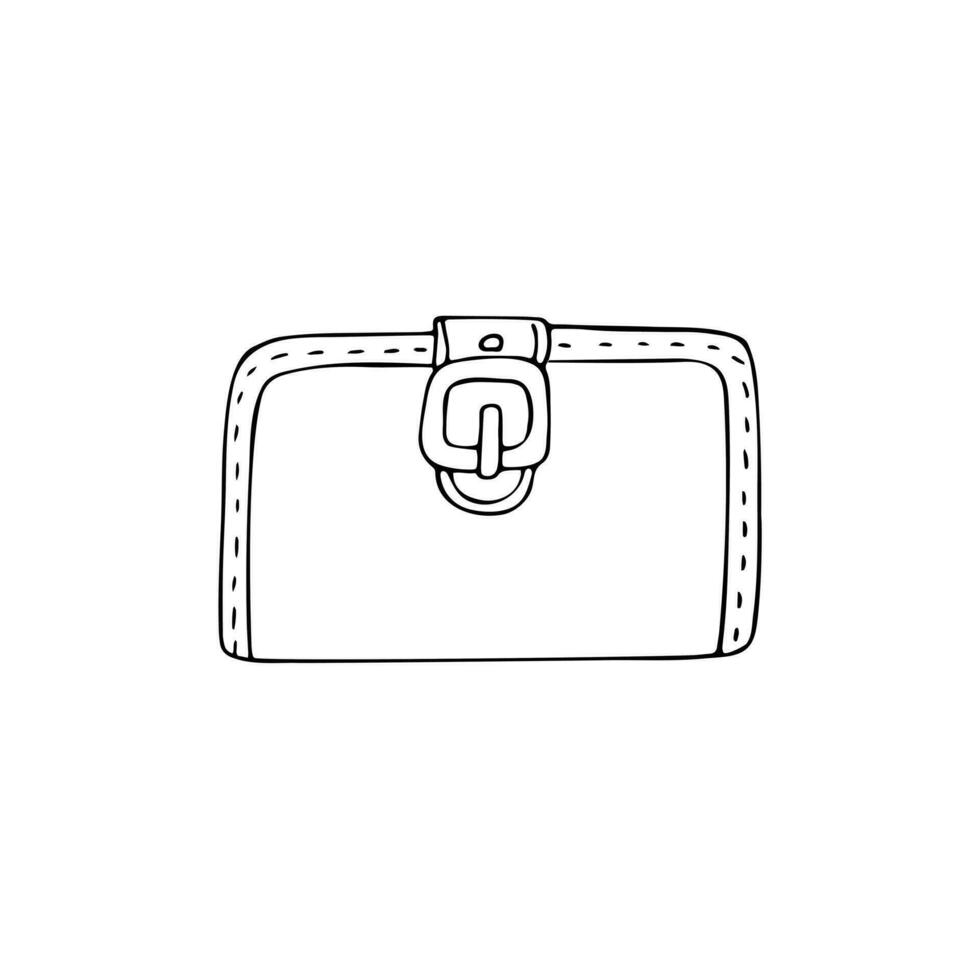 main tiré femme argent portefeuille porte-monnaie dans griffonnage style, isolé vecteur illustration sur une blanc Contexte.