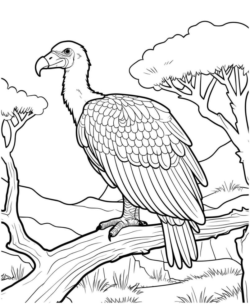 vautour oiseau coloration page vecteur