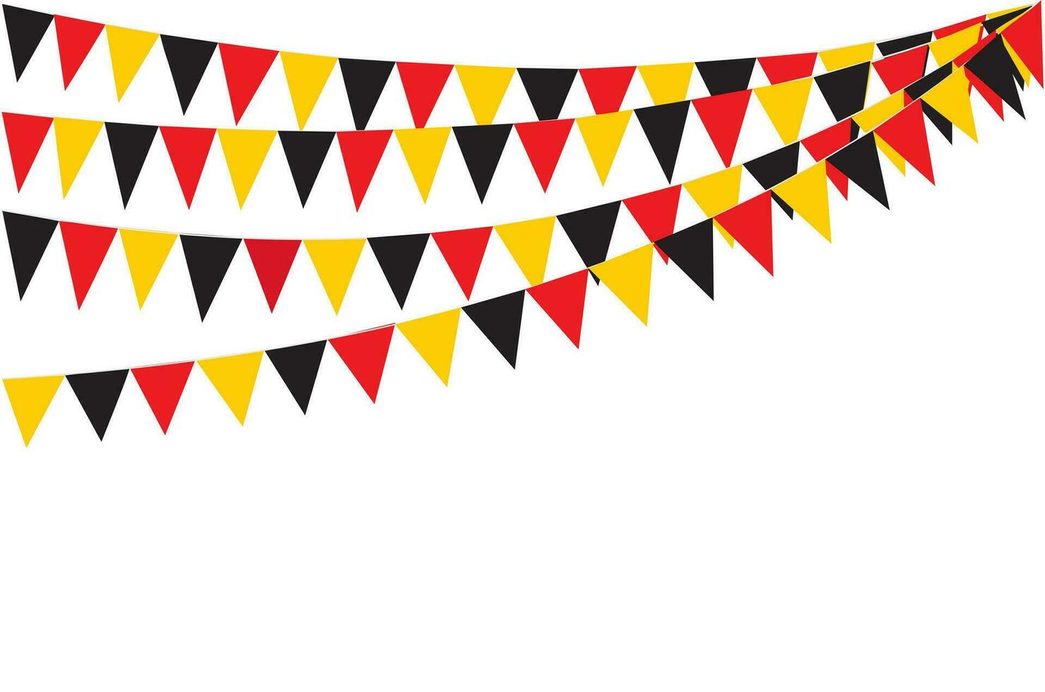 bruant pendaison rouge noir et Jaune drapeau Triangles bannière Contexte. bruant drapeaux pour fête, faire la fête, équitable, marché, vente, nations. Allemand, deutschland concepts. vecteur