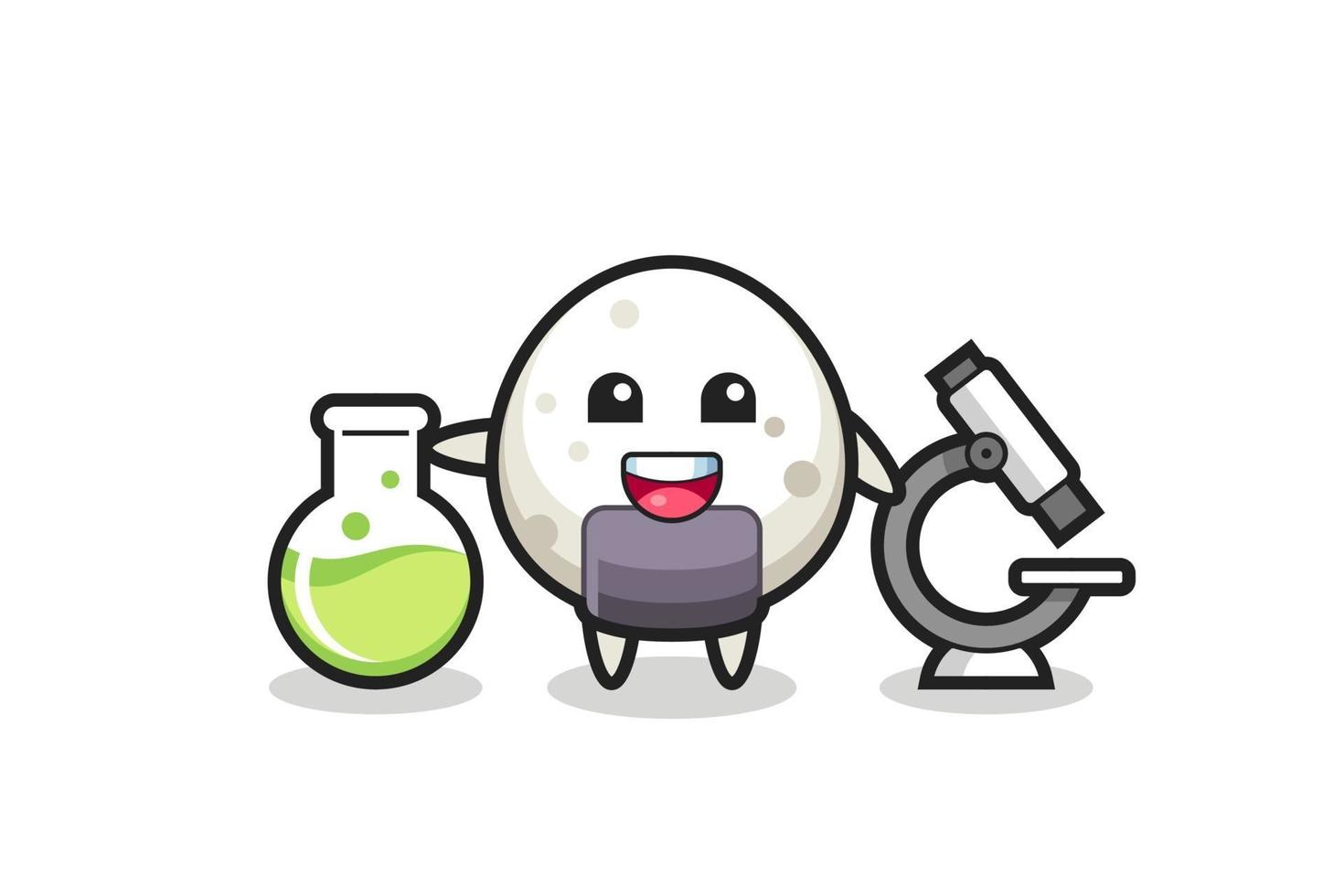 personnage mascotte d'onigiri en tant que scientifique vecteur