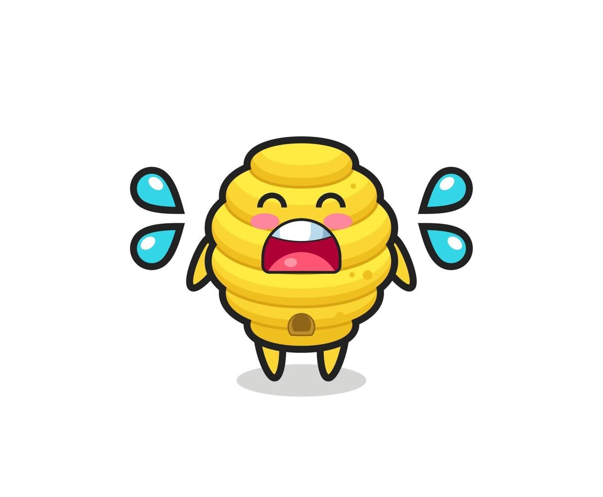 illustration de dessin animé de ruche d'abeilles avec un geste qui pleure vecteur