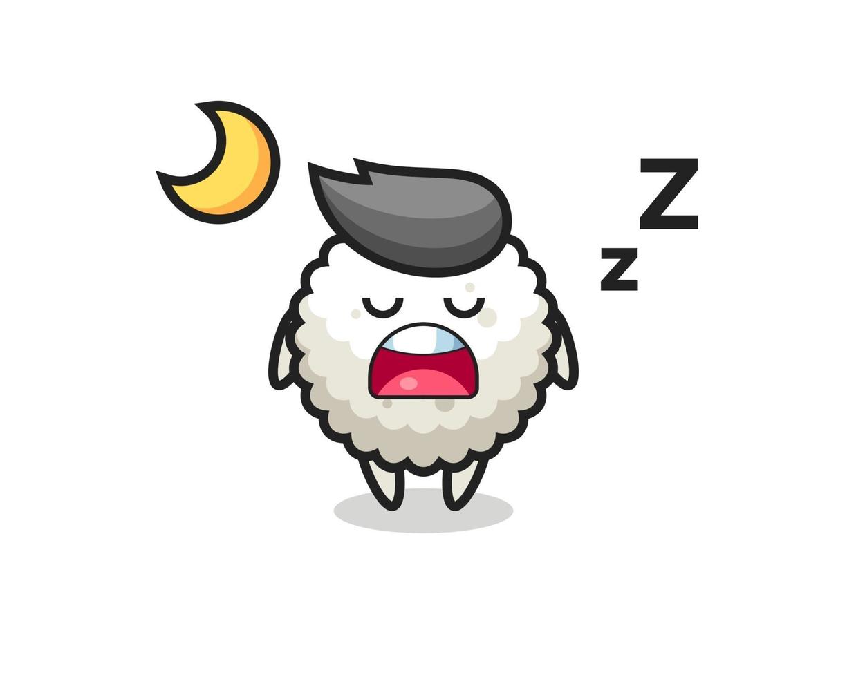 illustration de personnage de boule de riz dormant la nuit vecteur
