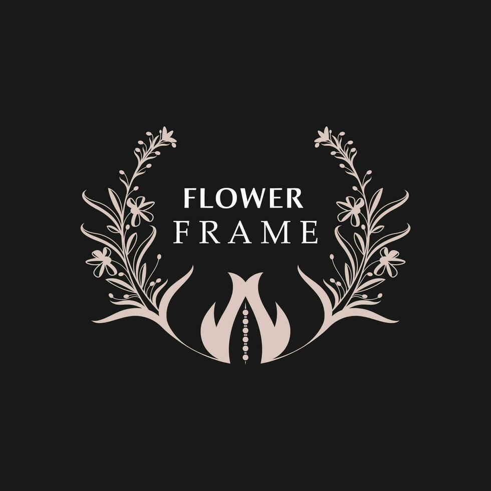 floral Cadre fleur rond forme emblème logotype isolé sur blanc arrière-plan, feuilles luxe linéaire logo cercle style boutique vecteur