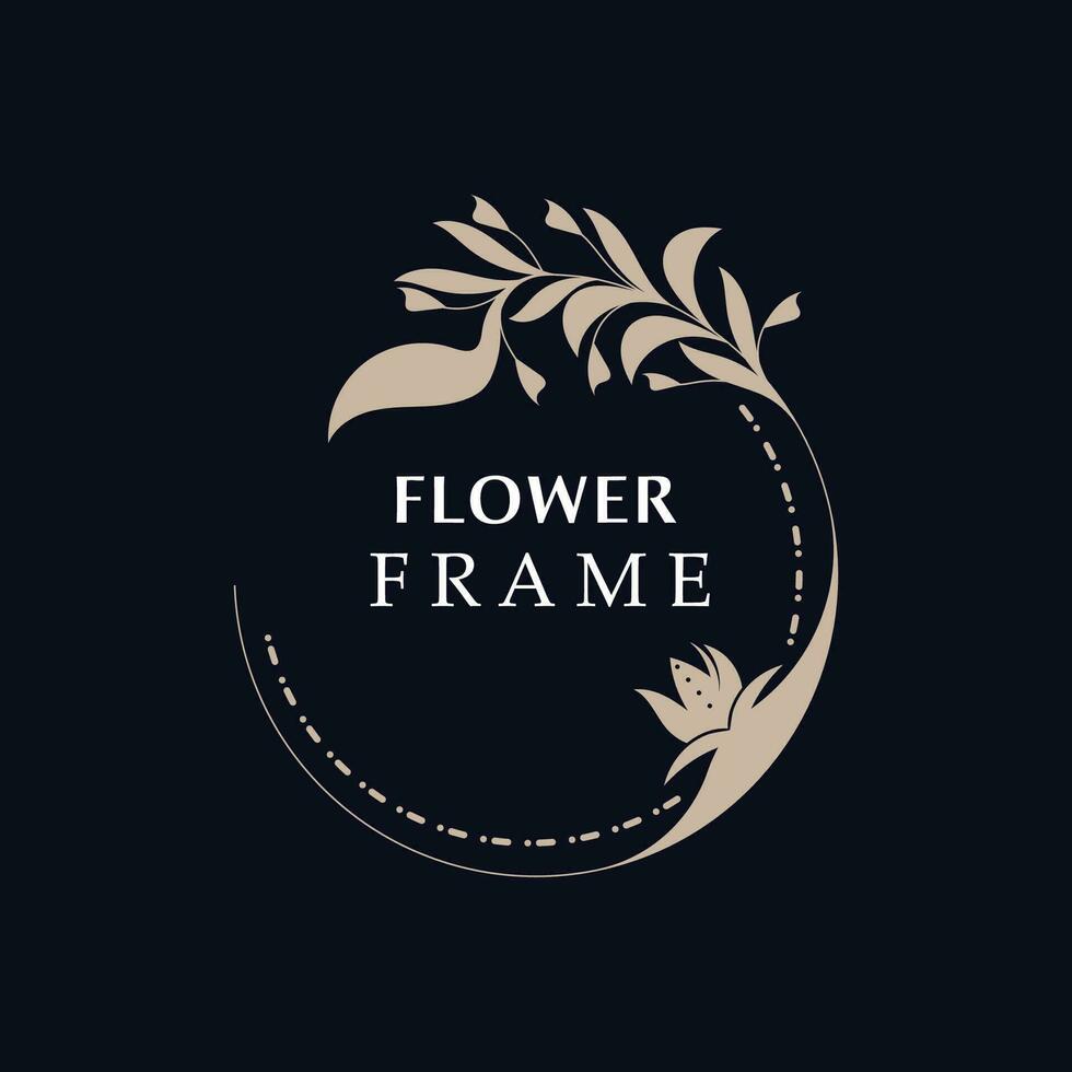 floral Cadre fleur rond forme emblème logotype isolé sur blanc arrière-plan, feuilles luxe linéaire logo cercle style boutique vecteur