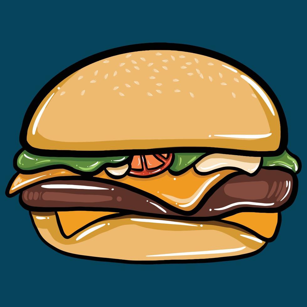 hamburger d'illustration vectorielle de dessin animé, hamburger, restauration rapide, cheeseburger vecteur