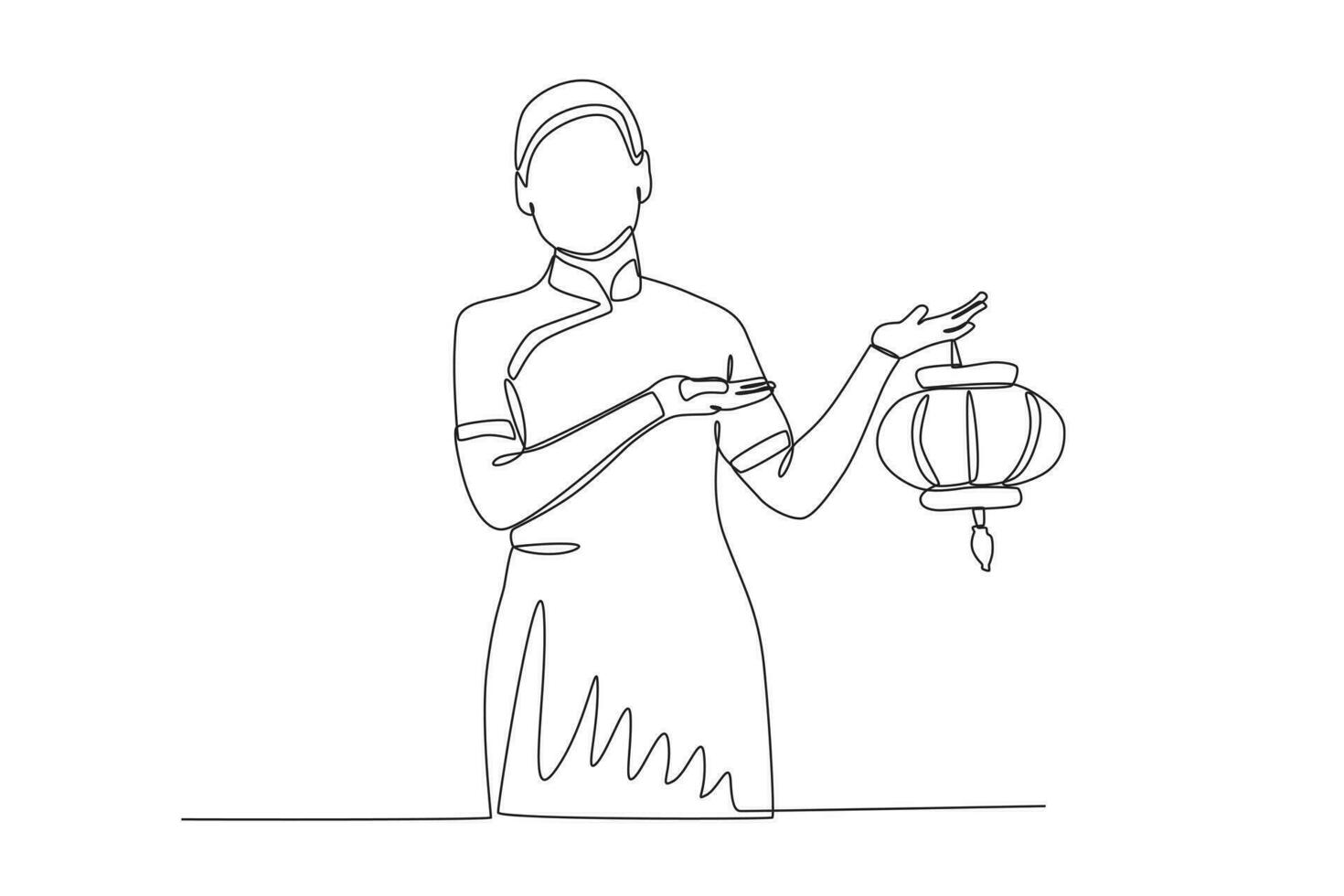 une femme en portant une magnifique lanterne vecteur