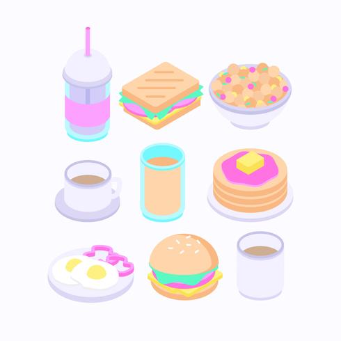 Illustration de petit déjeuner isométrique de vecteur