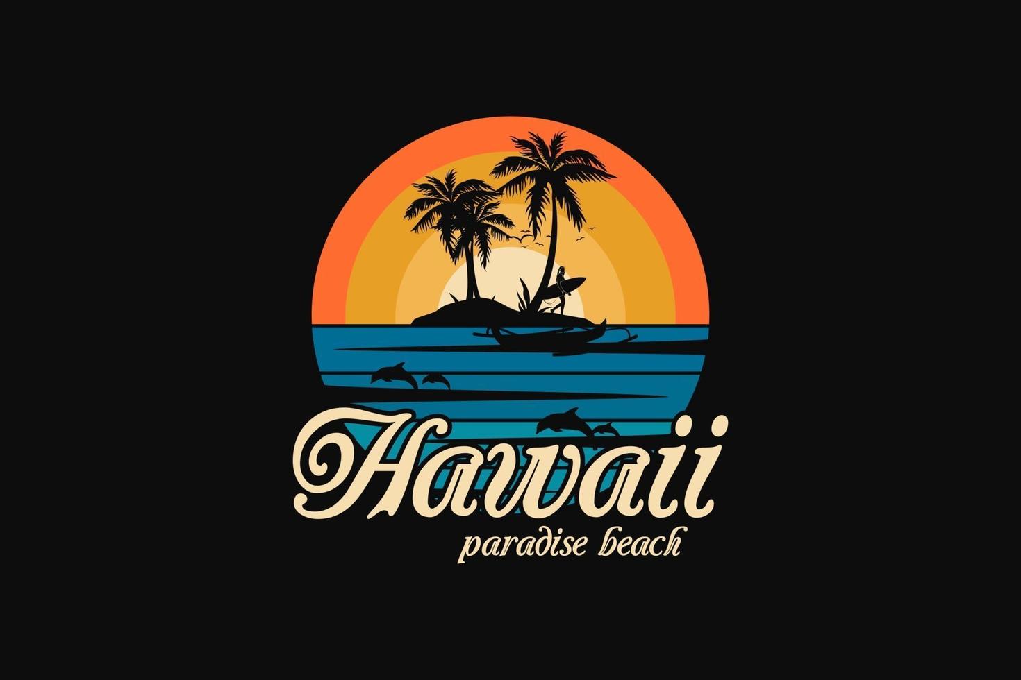 plage paradisiaque hawaï, plage v vecteur