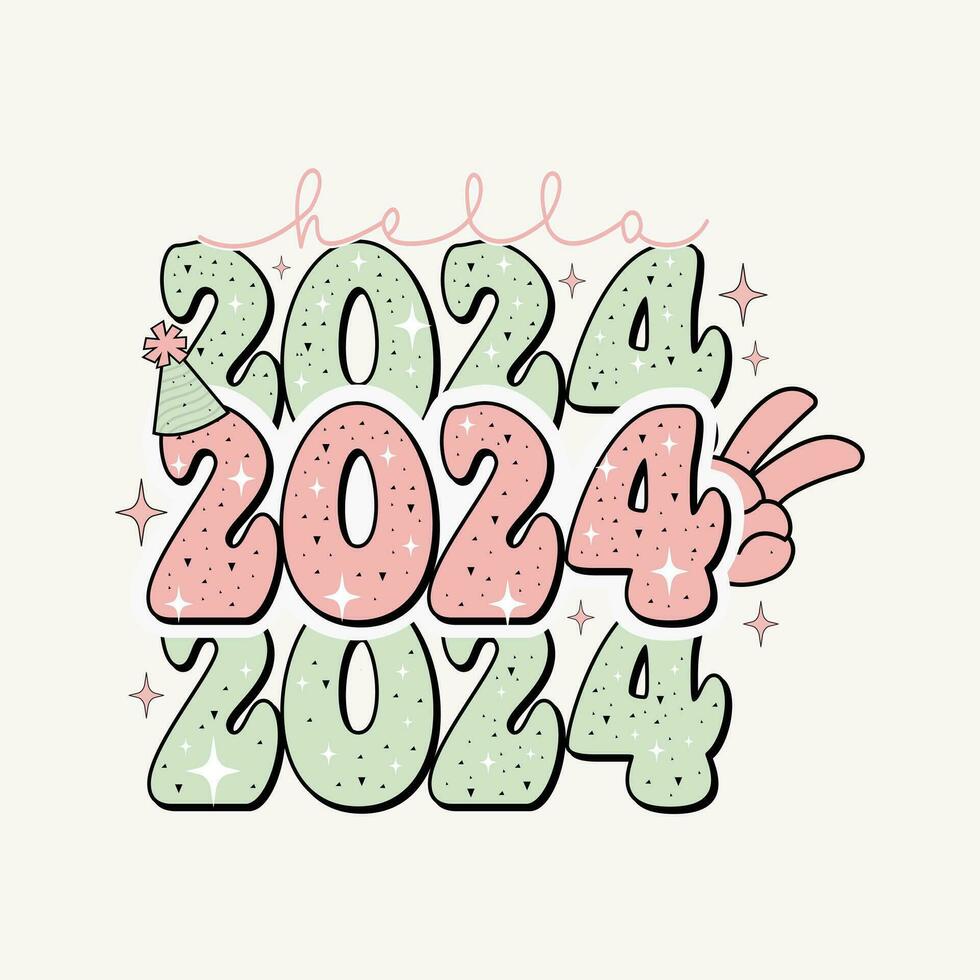 content Nouveau année 2024 logo. abstrait main tiré Créatif calligraphique vecteur logo conception. salutation concept pour 2024 Nouveau année fête