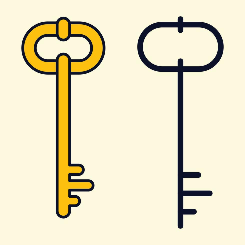 une d'or clé, vieux clé style, clé illustration vecteur, adapté pour logo et signe et bannière, aussi bien pour accessibilité et mot de passe et autorité bouton et signe, et bien pour impression outils et livres vecteur