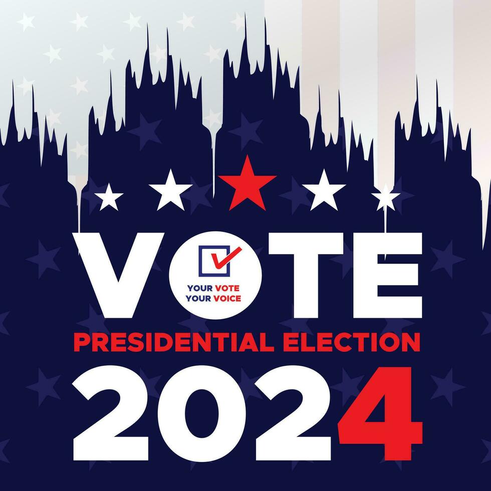 voter 2024. présidentiel élection journée dans uni États. élection 2024 Etats-Unis. politique élection campagne bannière. arrière-plan, poste, bannière, carte, affiche conception avec voter journée novembre 5 nous vecteur