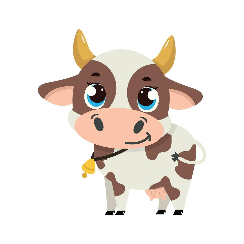 dessin animé content vache animal vecteur