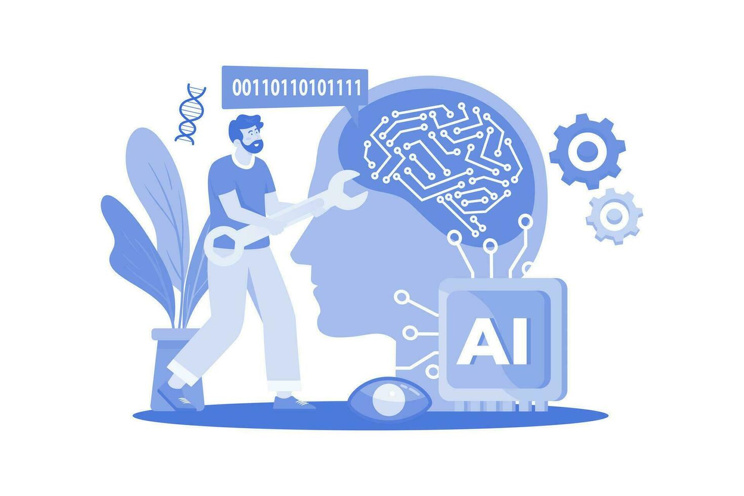 artificiel intelligence ingénieur illustration concept sur une blanc Contexte vecteur