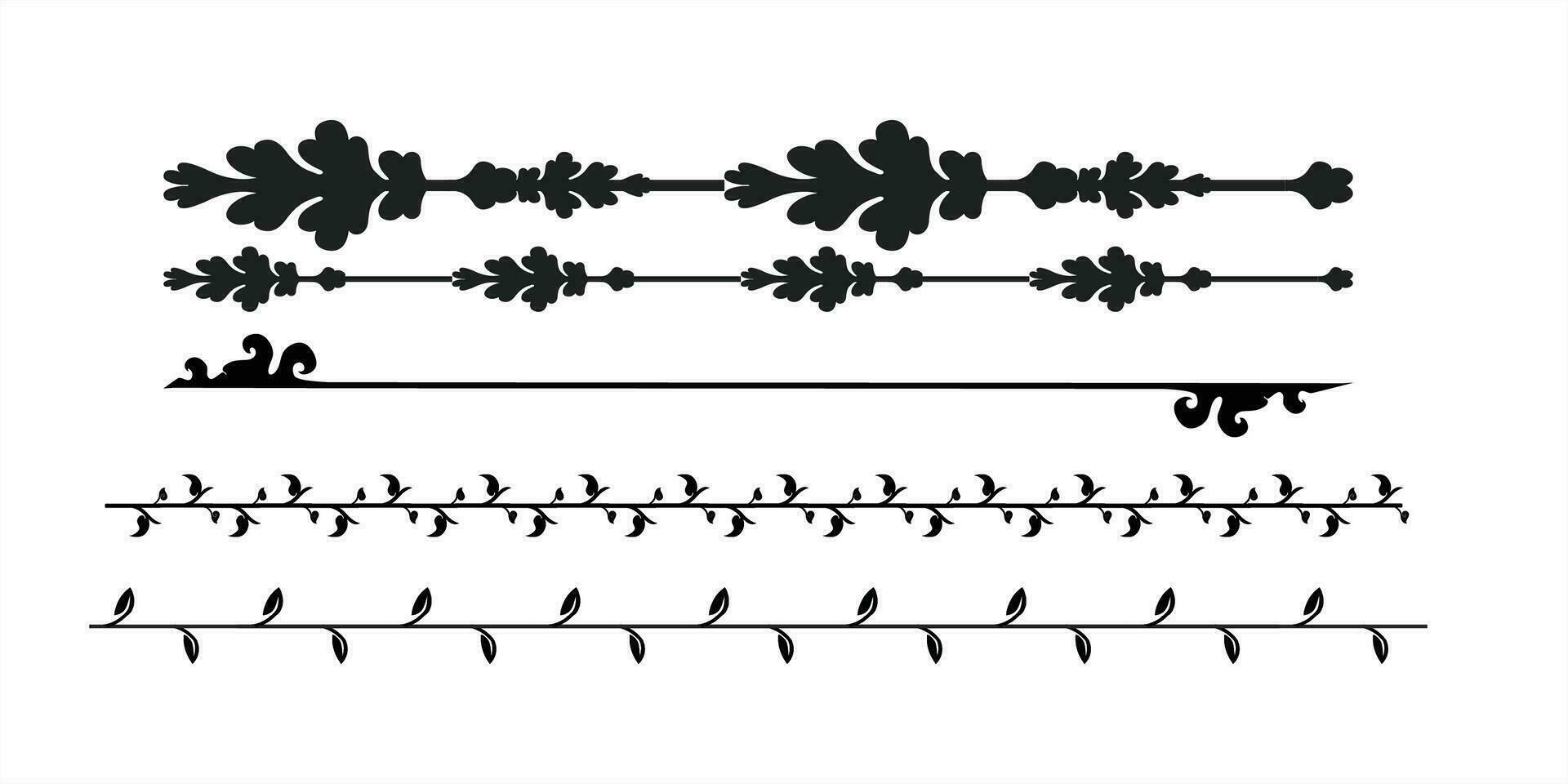 horizontal floral lignes ensemble. vecteur