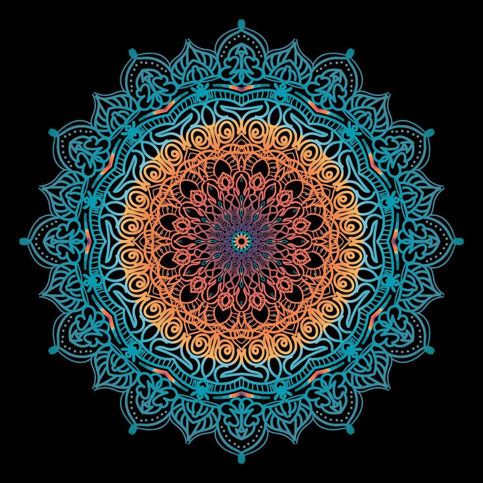 fleur de mandala noir et or vecteur