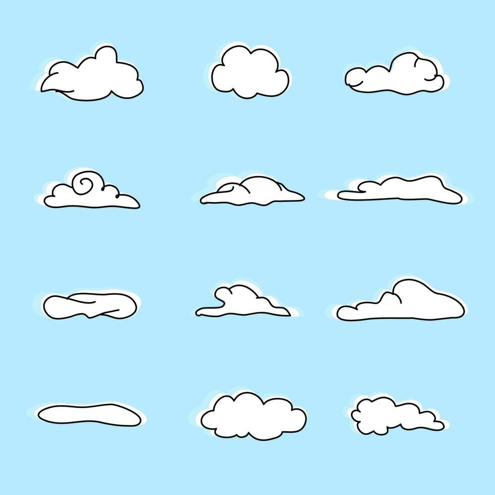 dessin animé nuage forme sur lumière bleu Contexte vecteur