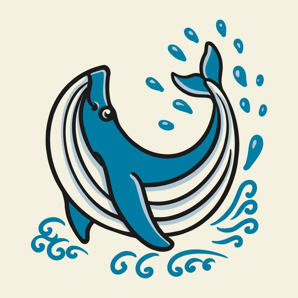 baleine personnage mascotte logo conception vecteur illustration