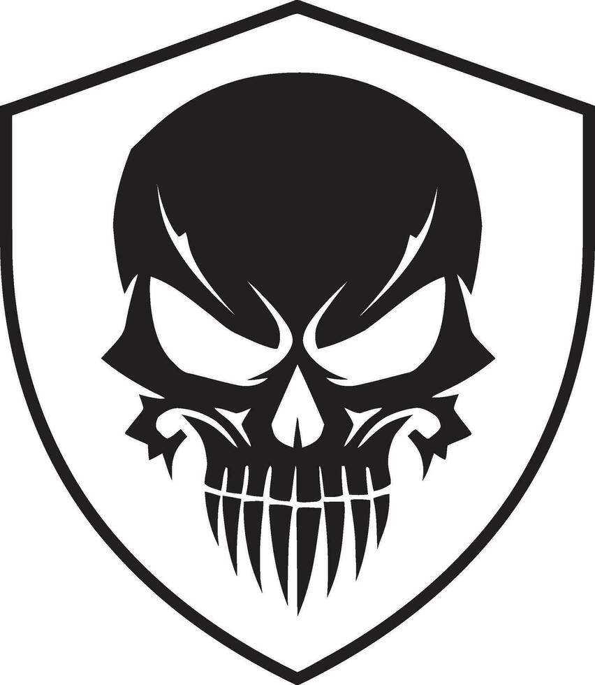 mortel Gardien crâne bouclier icône vecteur ombre sentinelle noir bouclier emblème avec crâne