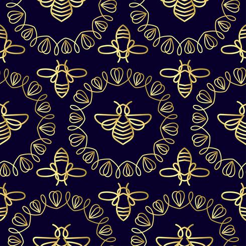 Modèle sans couture avec abeille vecteur