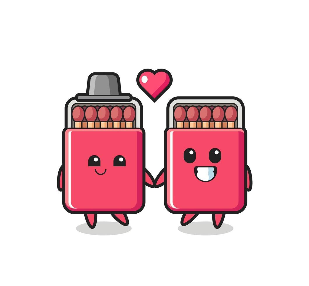 matchs box personnage de dessin animé couple avec geste de tomber amoureux vecteur