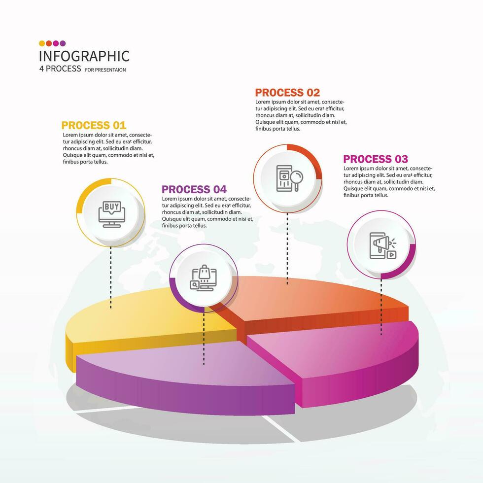 de base cercle 3d infographie modèle avec 4 pas, processus ou choix, vecteur