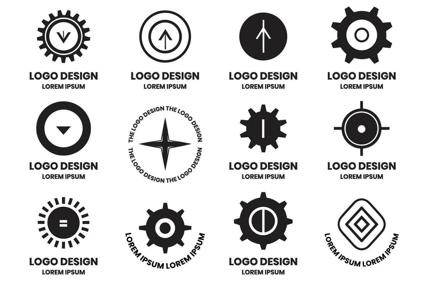 moderne équipement et cercle logo dans minimaliste style vecteur