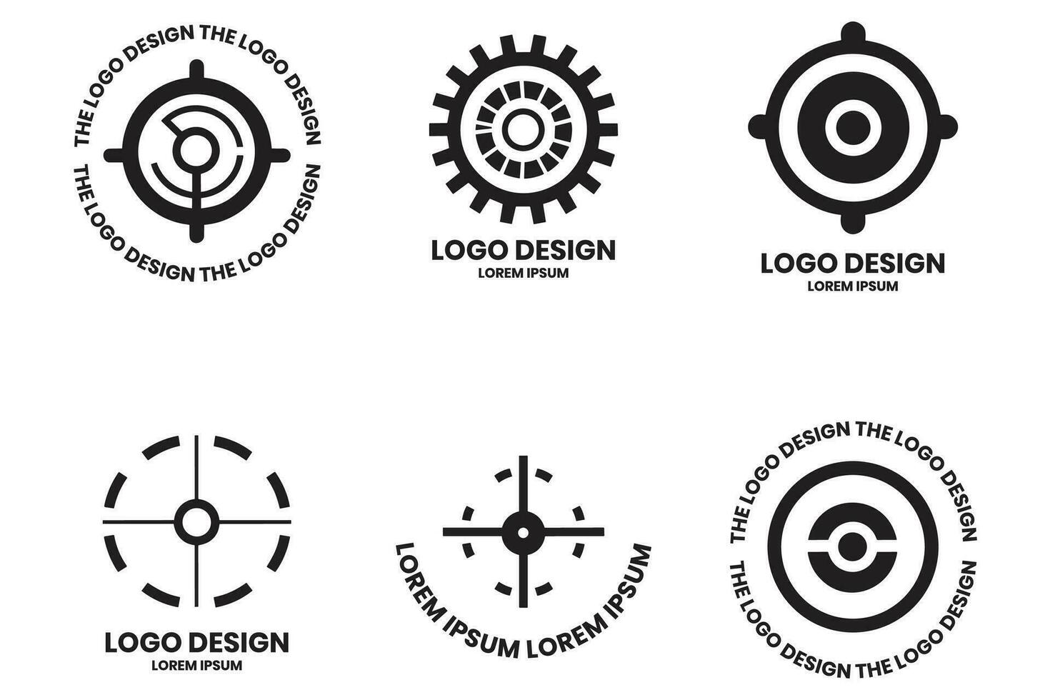 moderne équipement et cercle logo dans minimaliste style vecteur
