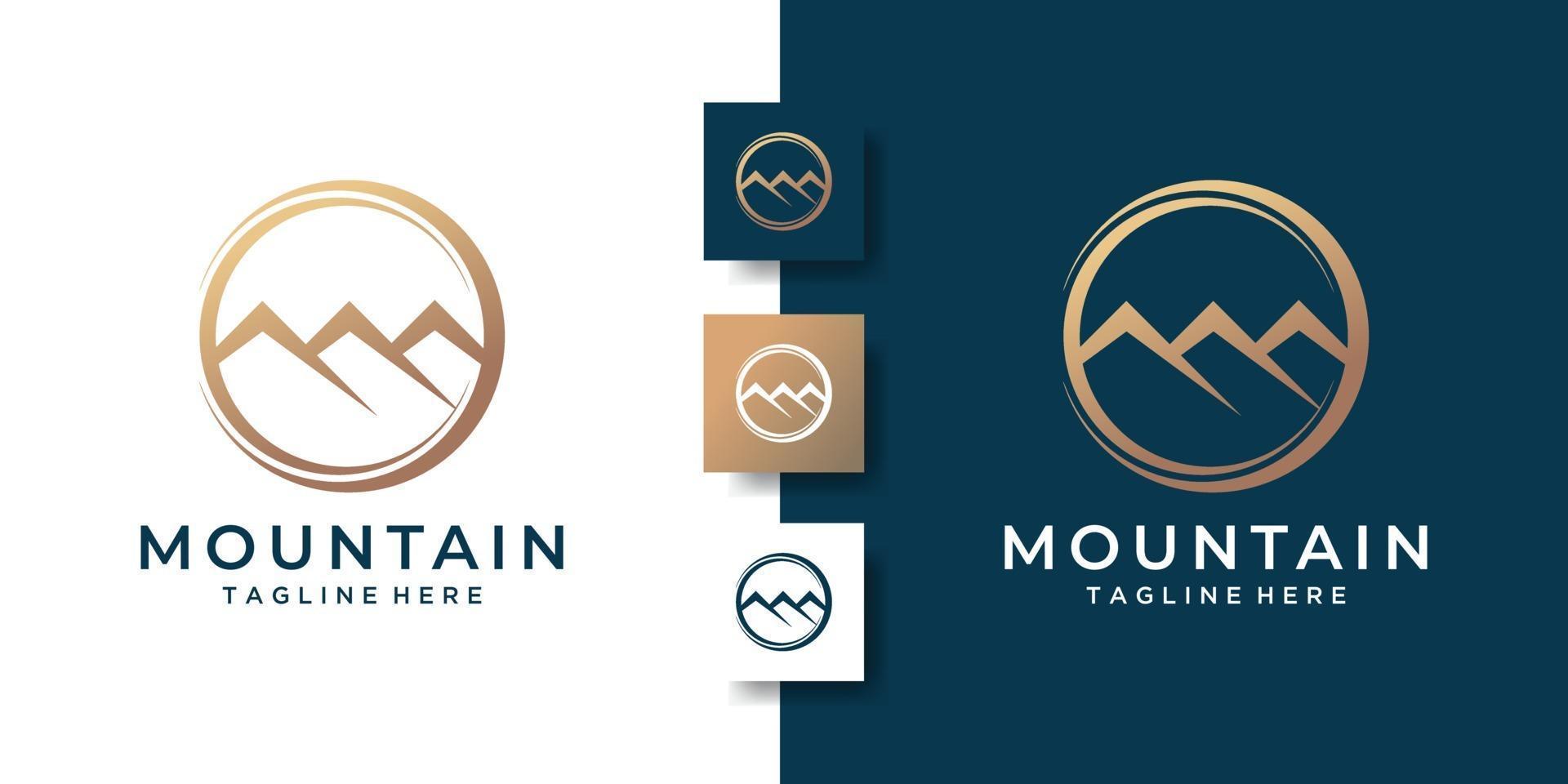 logo simple de montagne avec concept créatif de cercle vecteur