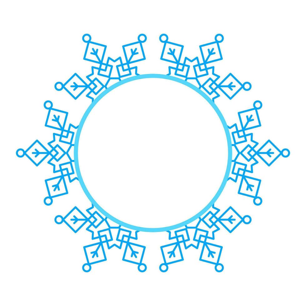 rond vecteur bleu Noël hiver Cadre fabriqué de flocons de neige avec endroit pour texte. parfait fond pour décorer social les réseaux, Photos et salutation carte