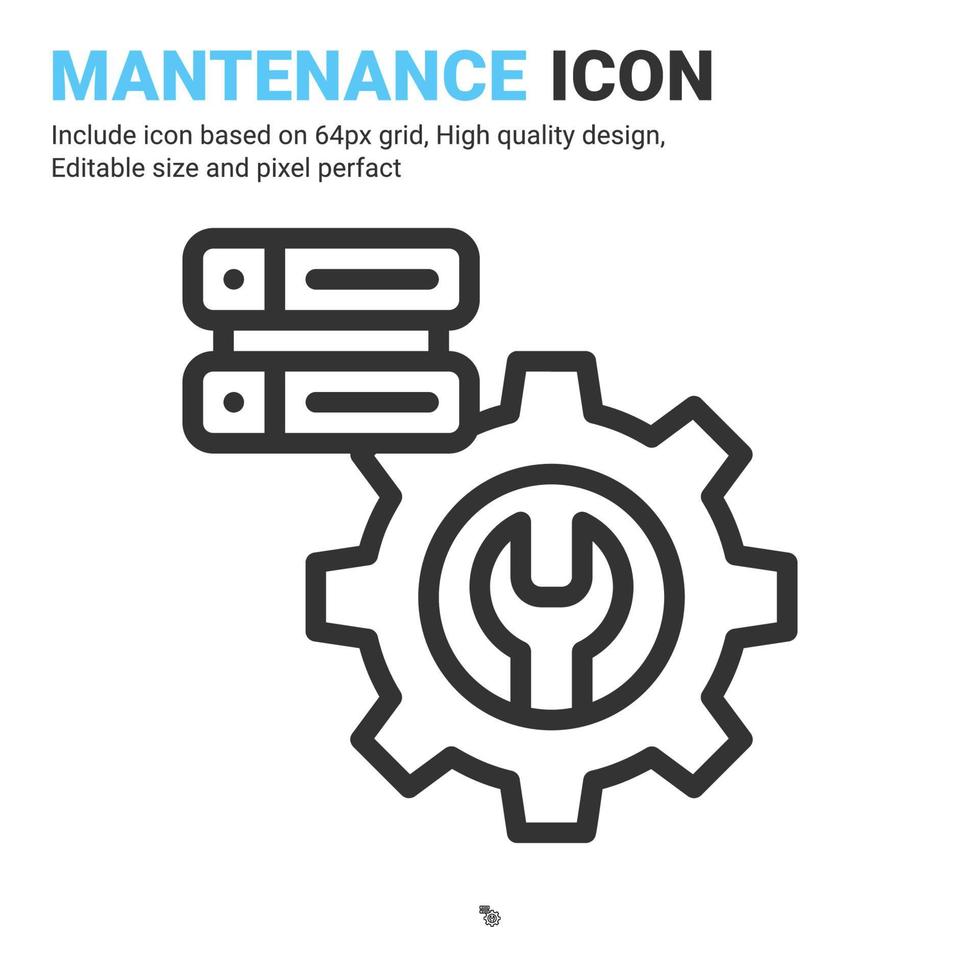 vecteur d'icône de maintenance avec style de contour isolé sur fond blanc. paramètres d'illustration vectorielle signe symbole icône concept pour le numérique, le logo, l'industrie, la technologie, les applications, le web et tous les projets