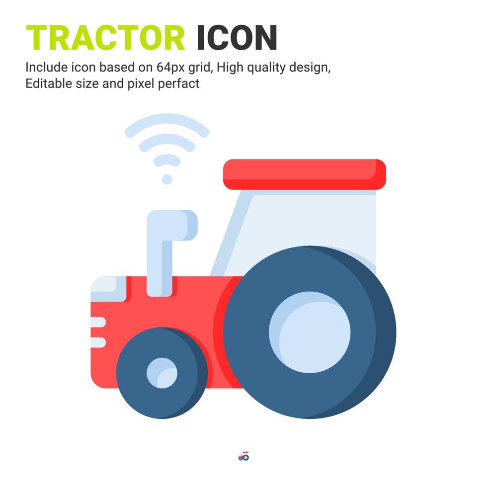 vecteur d'icône de tracteur avec un style de couleur plat isolé sur fond blanc. illustration vectorielle concept d'icône de symbole de signe de machine pour l'agriculture numérique, l'interface utilisateur, l'ux, les affaires, l'agriculture, les applications et tous les projets