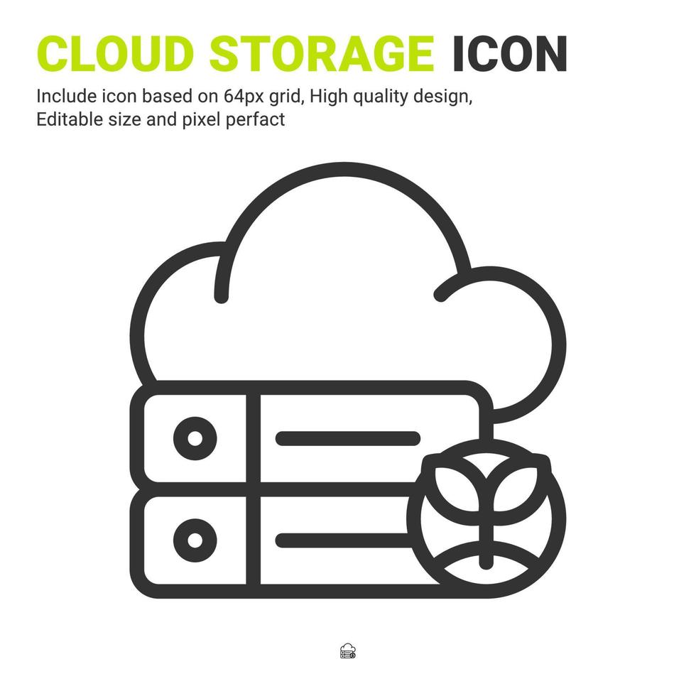 vecteur d'icône de stockage en nuage avec style de contour isolé sur fond blanc. concept d'icône de symbole de signe de base de données d'illustration vectorielle pour l'agriculture numérique, la technologie, l'industrie, l'agriculture et tous les projets