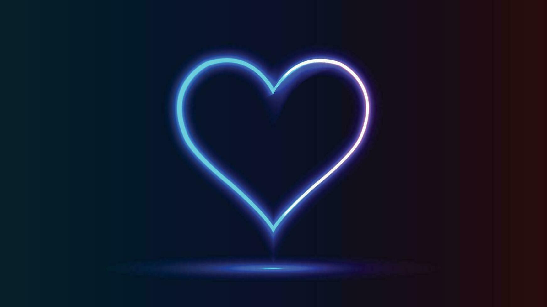 embrasé néon cœur icône isolé sur bleu Contexte. romantique symbole. aimer, passion passion et mariage. valentines journée. néon vecteur