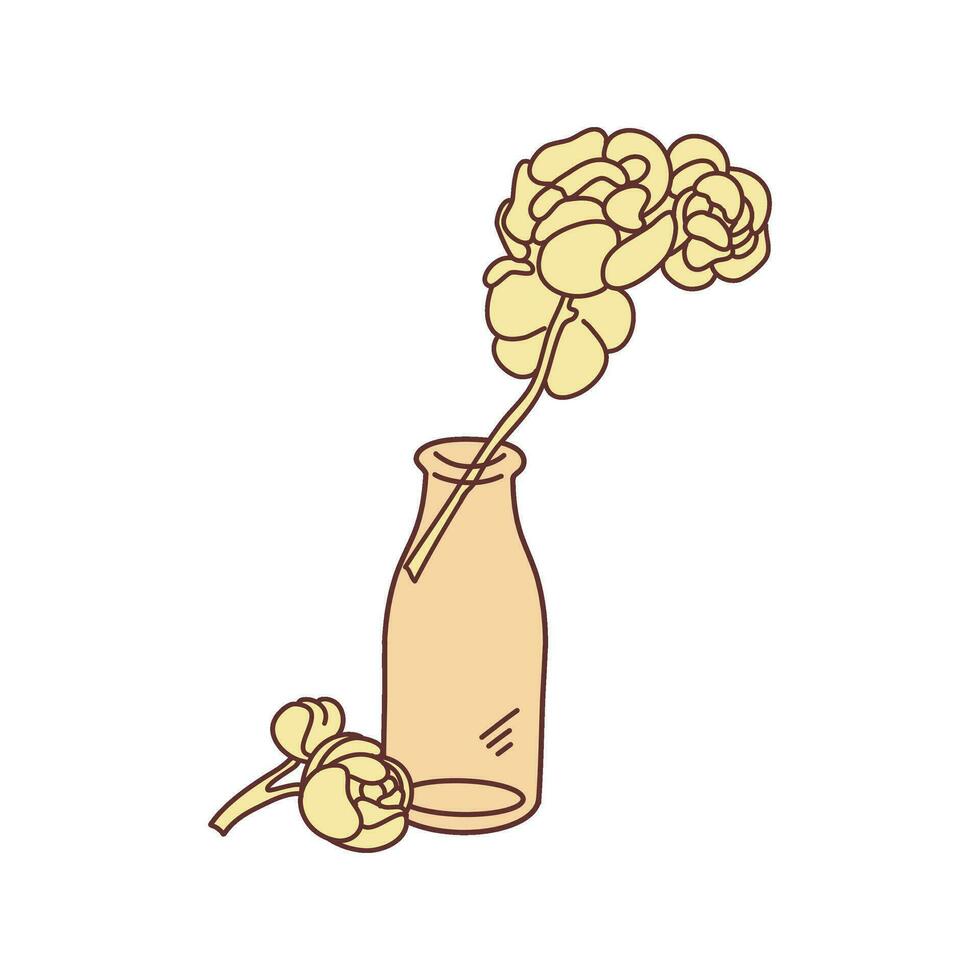 Jaune Rose avec vase. vecteur illustration.