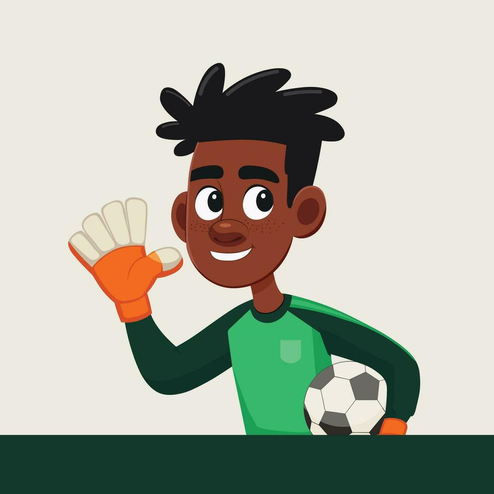 football gardien de but dessin animé personnage avec une Balle vecteur
