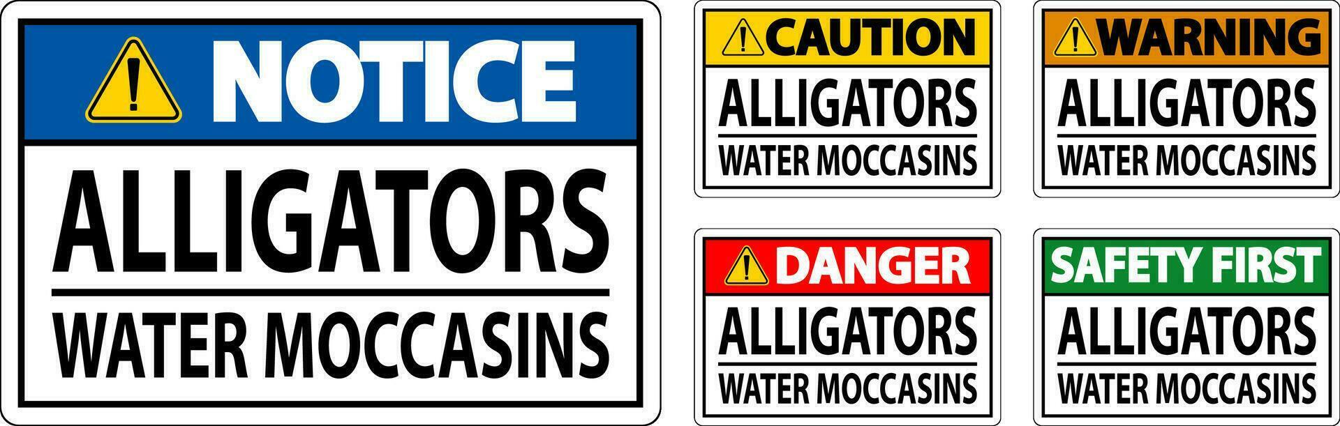 danger signe alligators - l'eau mocassins vecteur