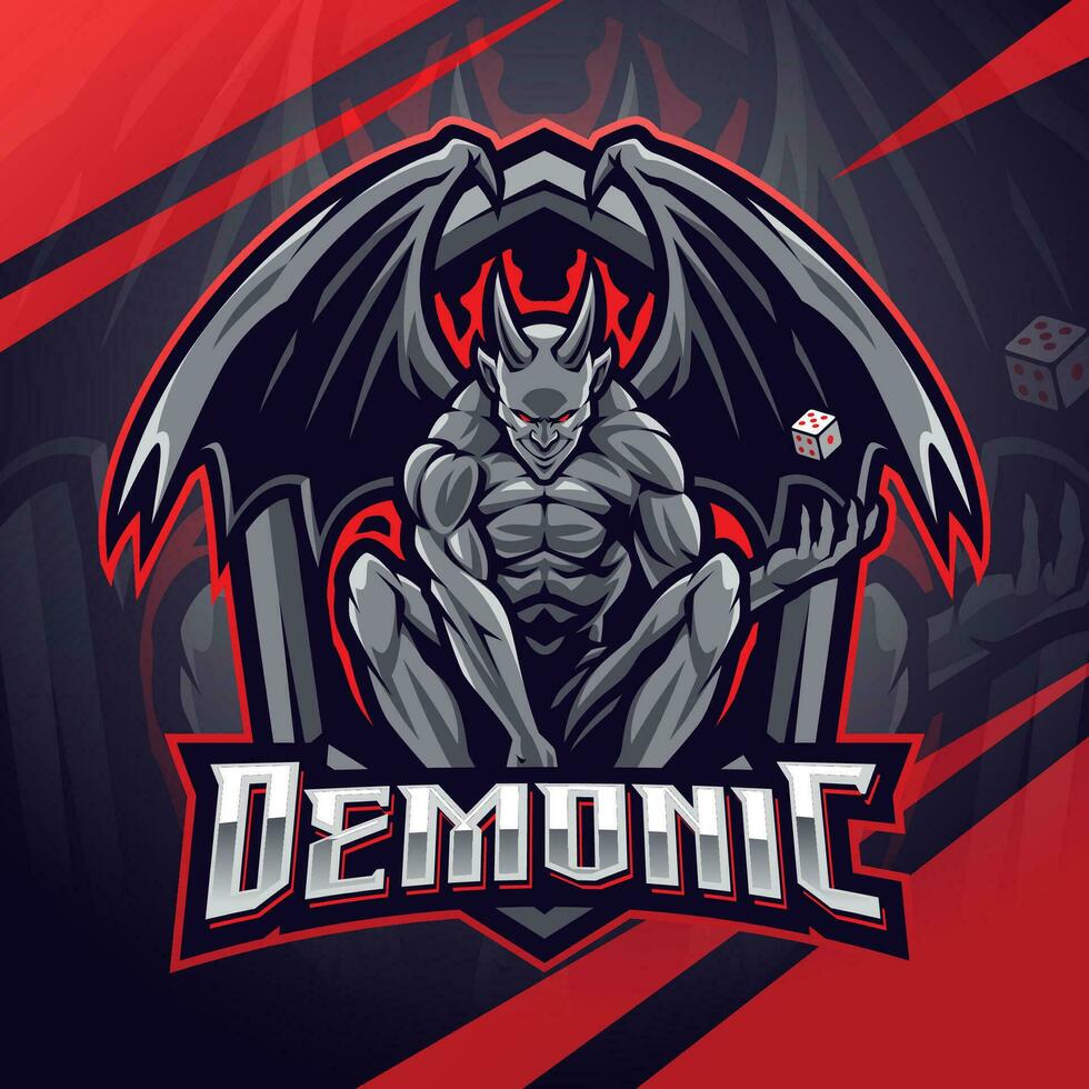 démoniaque esport mascotte logo conception vecteur