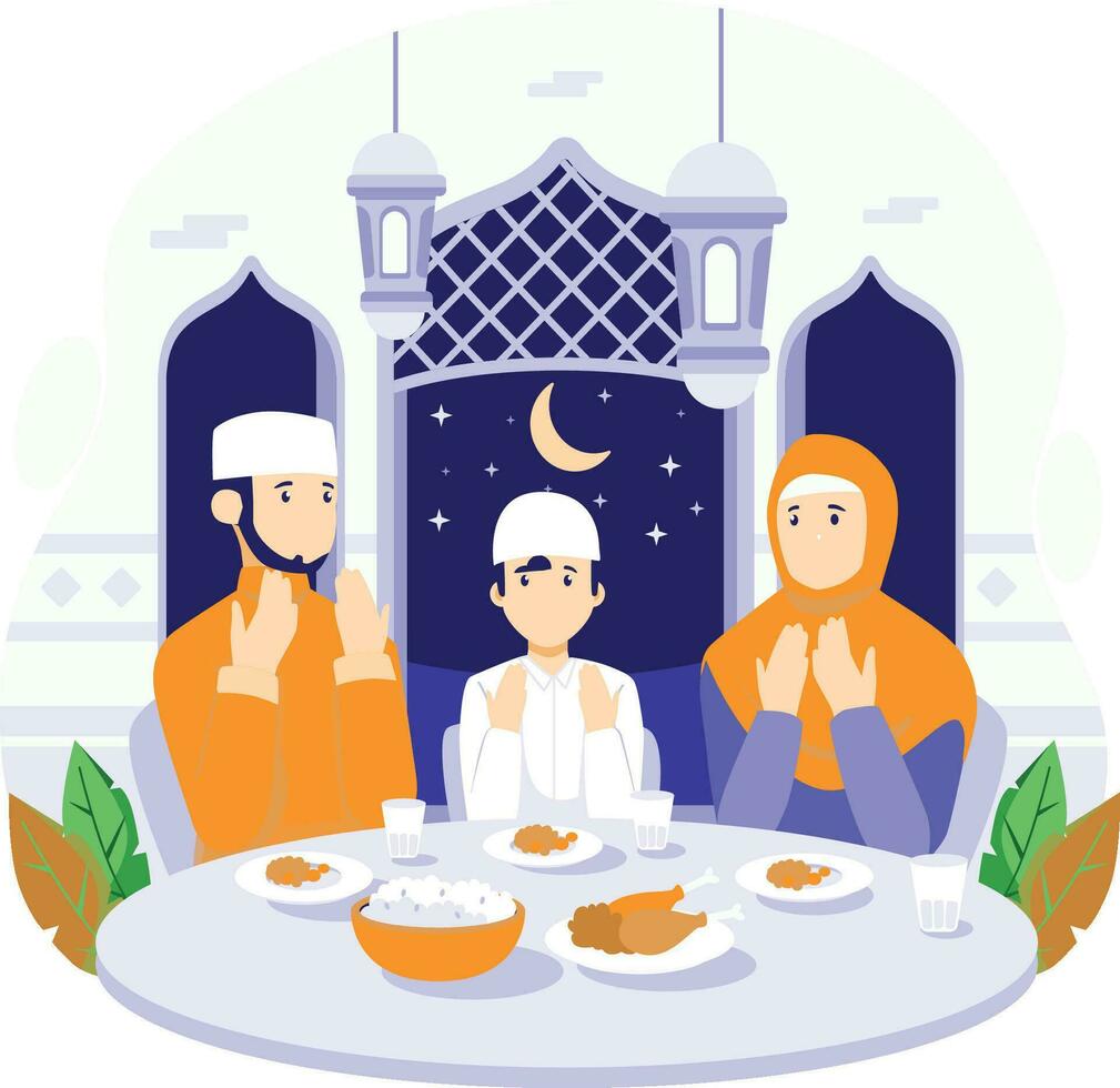 iftar en famille vecteur