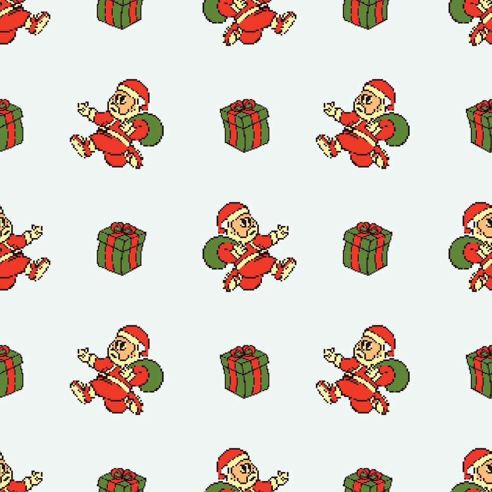pixel art de Père Noël dessin animé rétro sans couture modèle vecteur