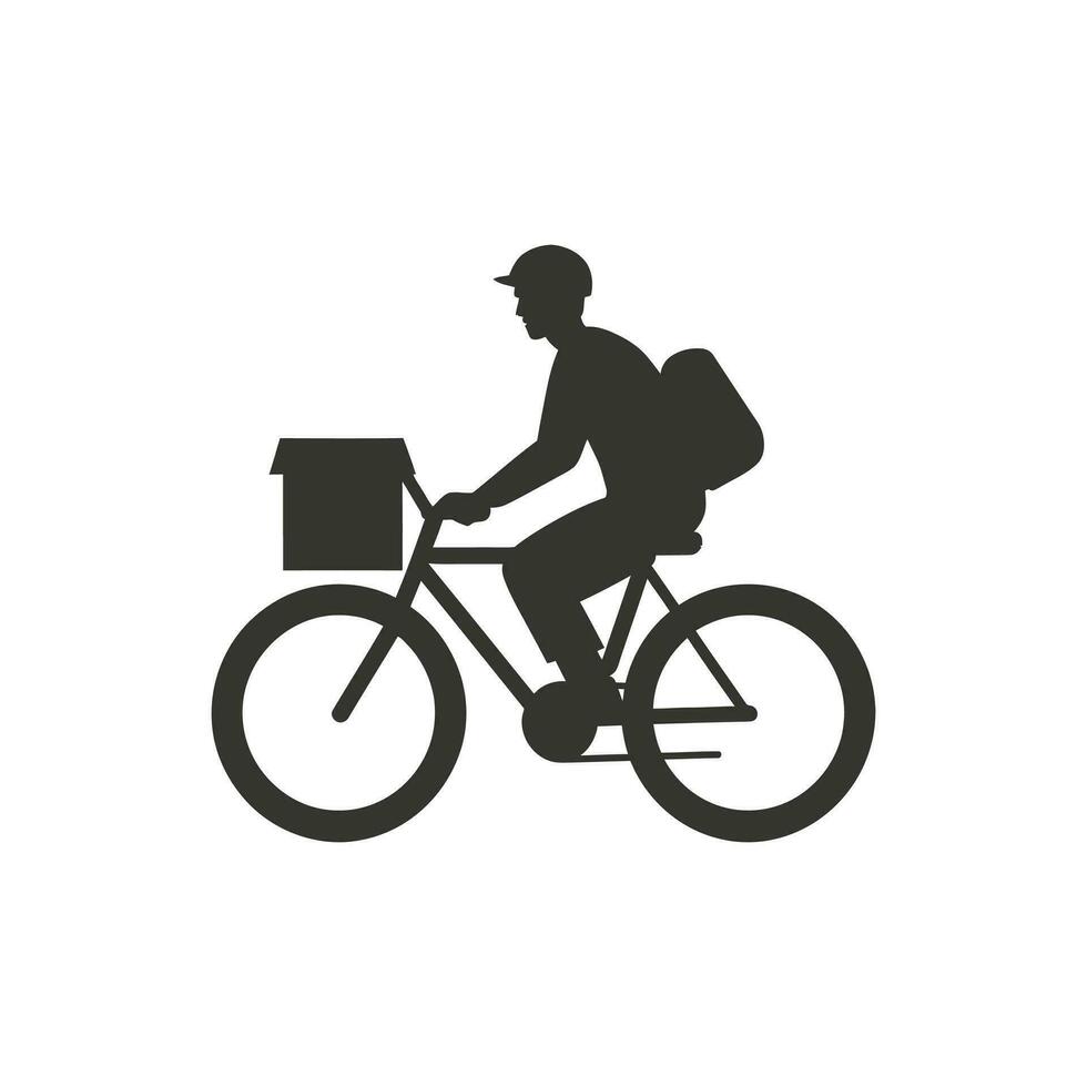bicyclette courrier livrer paquets icône sur blanc Contexte - Facile vecteur illustration
