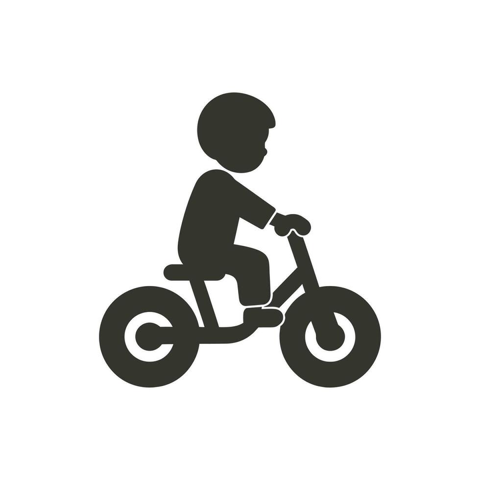 une petit enfant sur une tricycle icône sur blanc Contexte - Facile vecteur illustration
