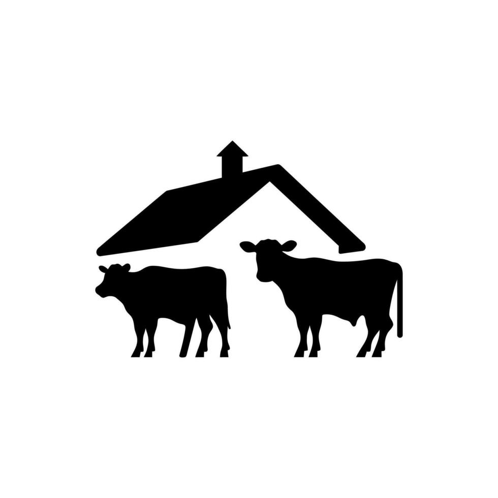 vaches pâturage sur le ferme icône isolé sur blanc Contexte vecteur