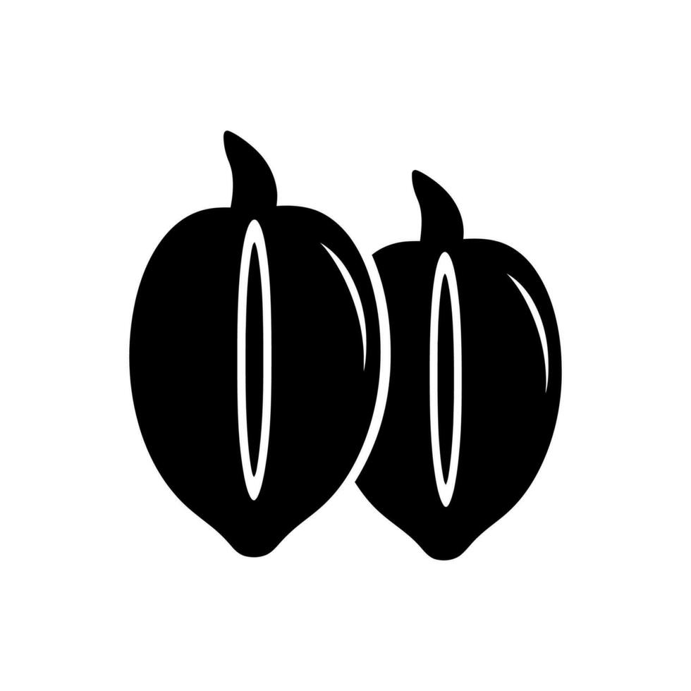Papaye fruit icône isolé sur blanc Contexte vecteur