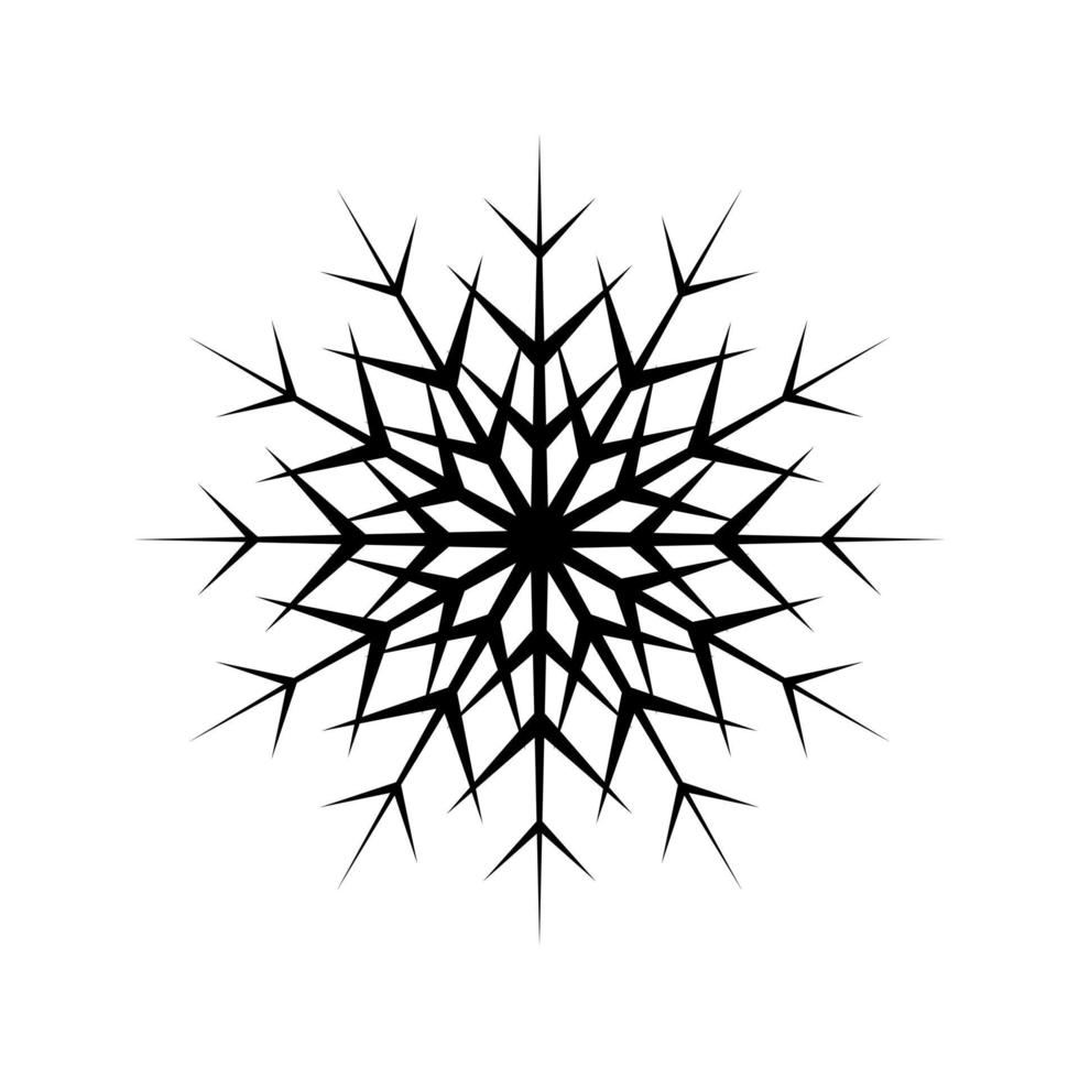 flocon de neige simple de lignes noires. décoration festive pour le nouvel an et noël vecteur